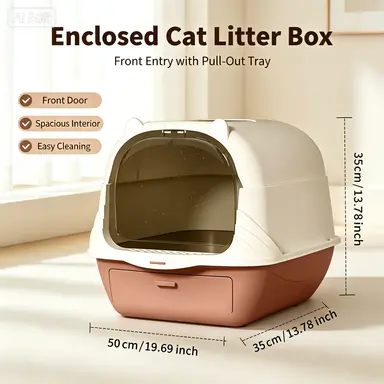 Large fully enclosed cat litter box with UV sterilization, odor isolation, and a flip-top lid for scooping poop, direct from the manufacturer