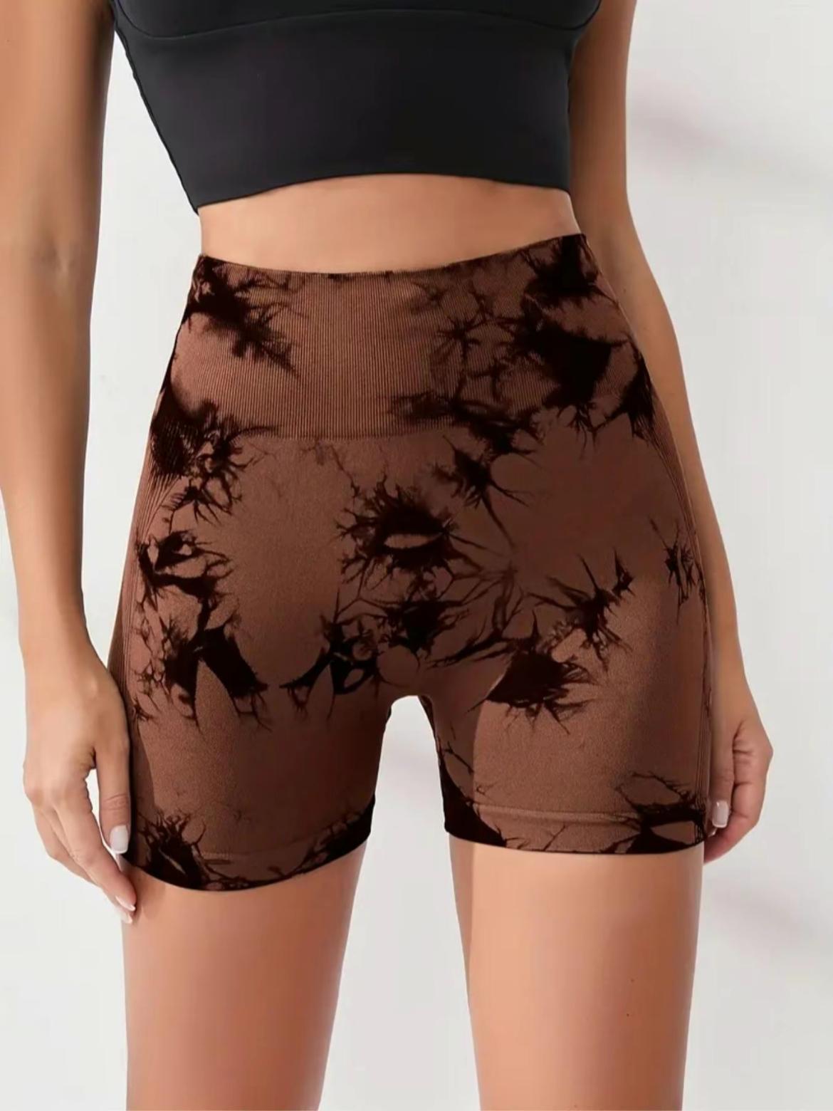 Women's High Waist Seamless Tie Dye Gym Shorts, Wide Elastic Band Gym & Cycling Workout Pants, Stretchy Activewear for Women, Soft Stretch Shorts, Athletic Shorts Women's High Waist Seamless Tie Dye Gym Shorts, Wide Elastic Band Gym & Cycling Workout Pants, Stretchy Activewear for Women, Soft Stretch Shorts, Athletic Shorts