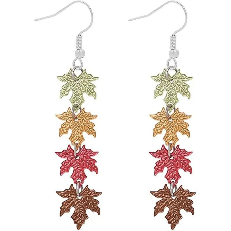 Red Maple Leaf Earrings for Women Autumn Fall Thanksgiving Jewelry