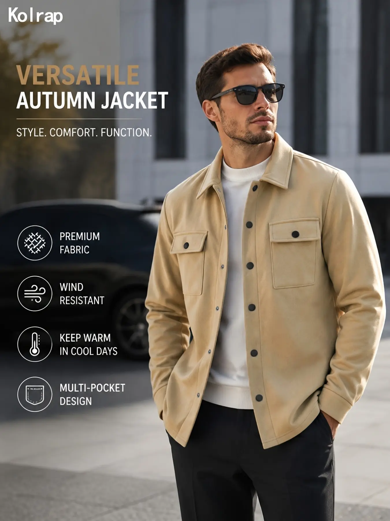 Men Shirt Jacket Shacket for Daily Commute & Outdoor, Lightweight Breathable Soft Fleece, Minimalist Workwear Style, Fall Loose Fit Button Down Overshirt with Dual Chest Pockets, Multi Colors