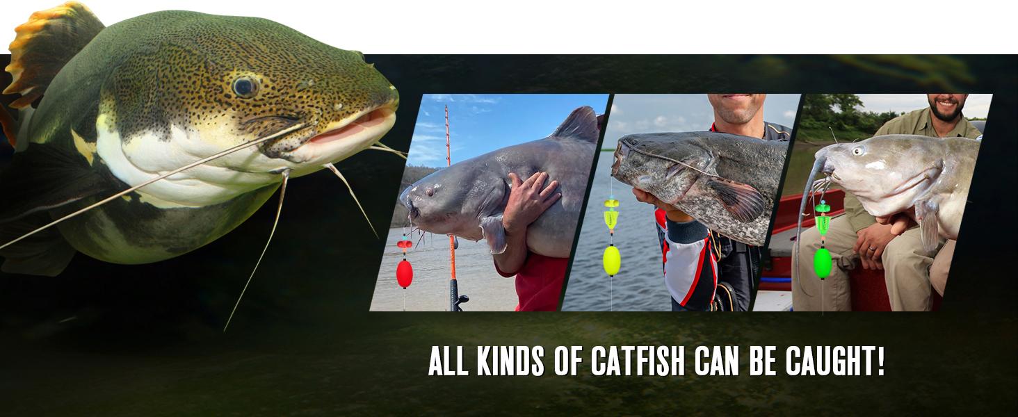 Catfish Rigs Santee Rig Catfish Float Rigs Circle Hooks  6/0 8/0 Catfishing Tackle 6pcs, Catfish Fishing Tackle Making Kit Equipment Accessories with Float, Hook, Swivel and Fishing Bell