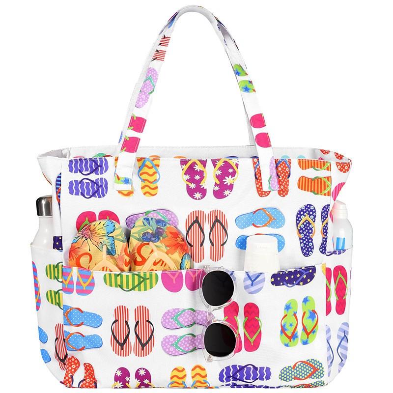 1pc  Large capacity beach bag, hand-held printed high aesthetic storage bag, fashionable and versatile,