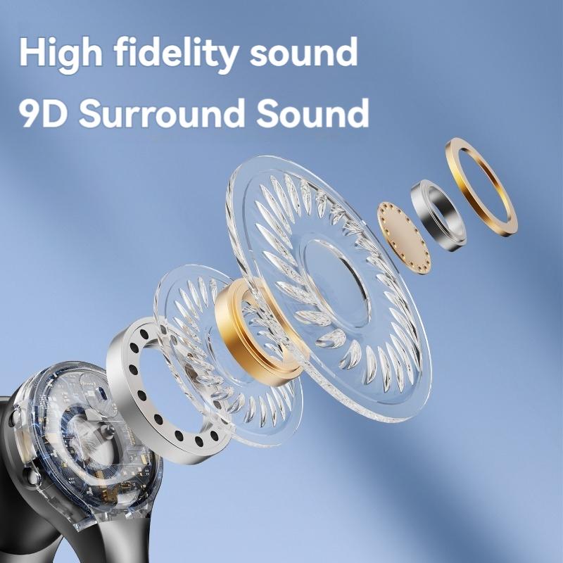 Wireless Ear Hook Earphone, Long Standby Gaming Headset with Digital Display Charging Case, True Wireless Bluetooth-compatible Fitness Earbuds for Sports Running, Chargeable Headphones