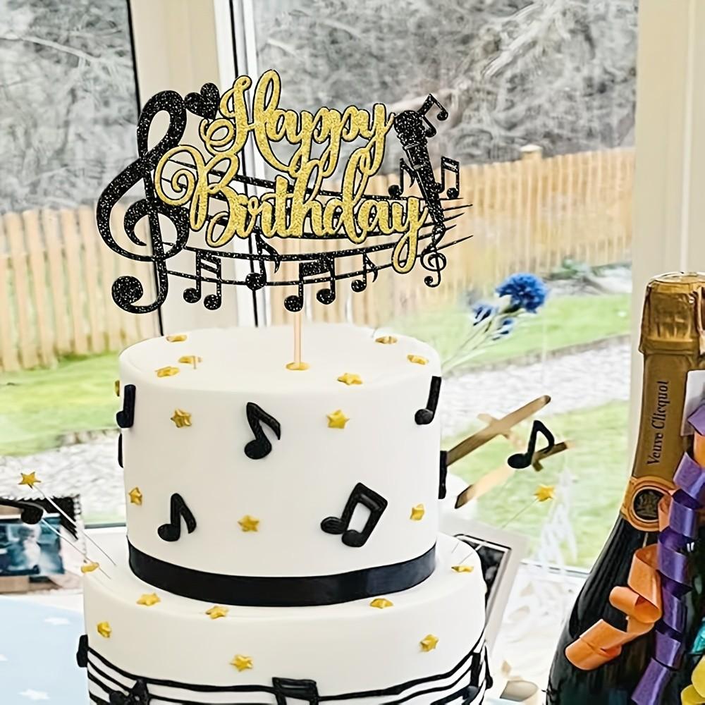 1 music-themed birthday party cake decoration