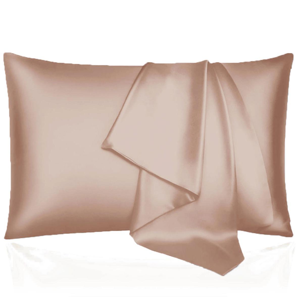 2Pcs Silk Pillowcase Gift Set, Solid Satin Smooth Texture, Skin and Hair Care Skin-friendly Cozy, Ideal for Holiday Gifting Daily Use