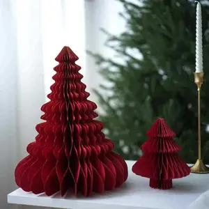 Set Desktop Christmas Tree Shape Ornament, Christmas Decoration, Christmas Tree Honeycomb Paper Decoration, Christmas Party Decoration, Christmas Desktop Decoration, New Year Party, Christmas Holiday Atmosphere Decoration