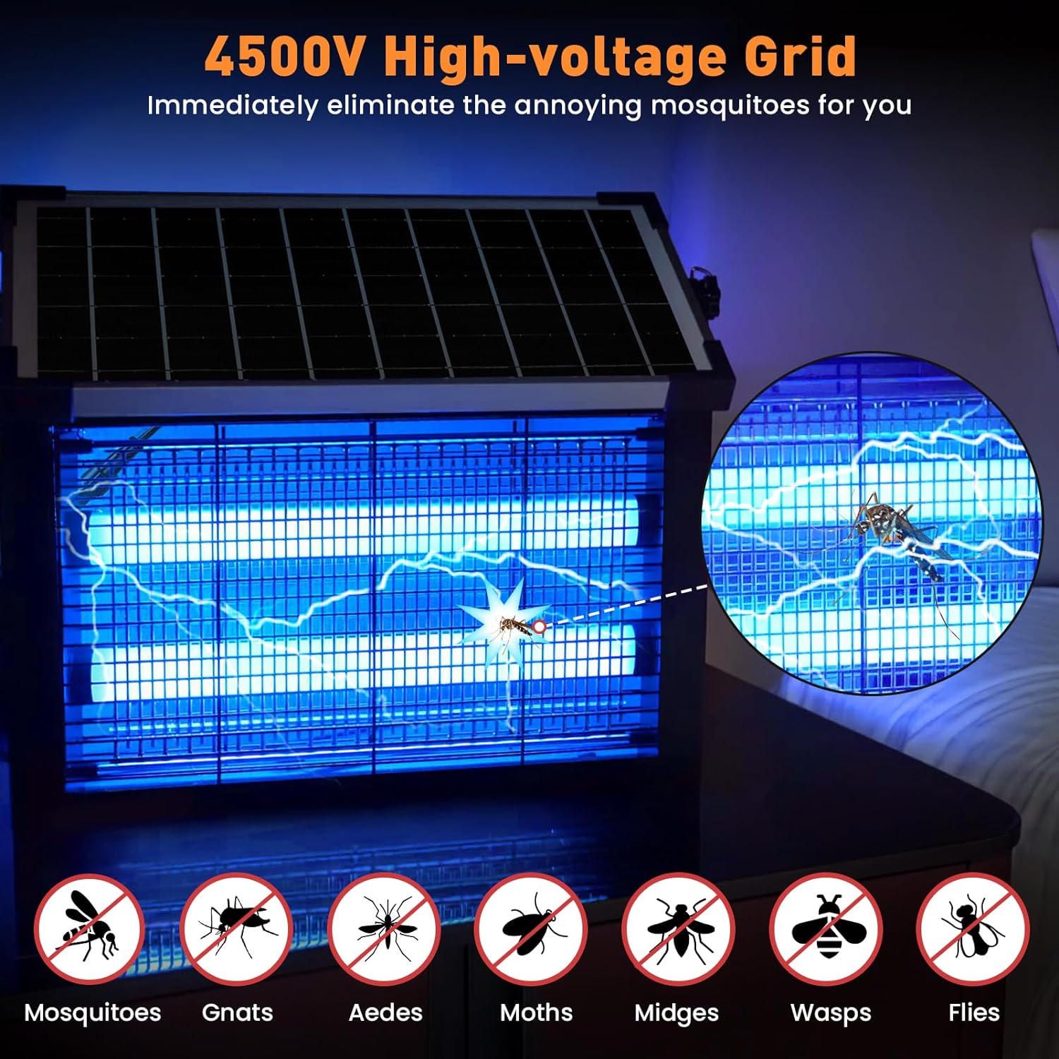 4500V high voltage grid zapping mosquitoes