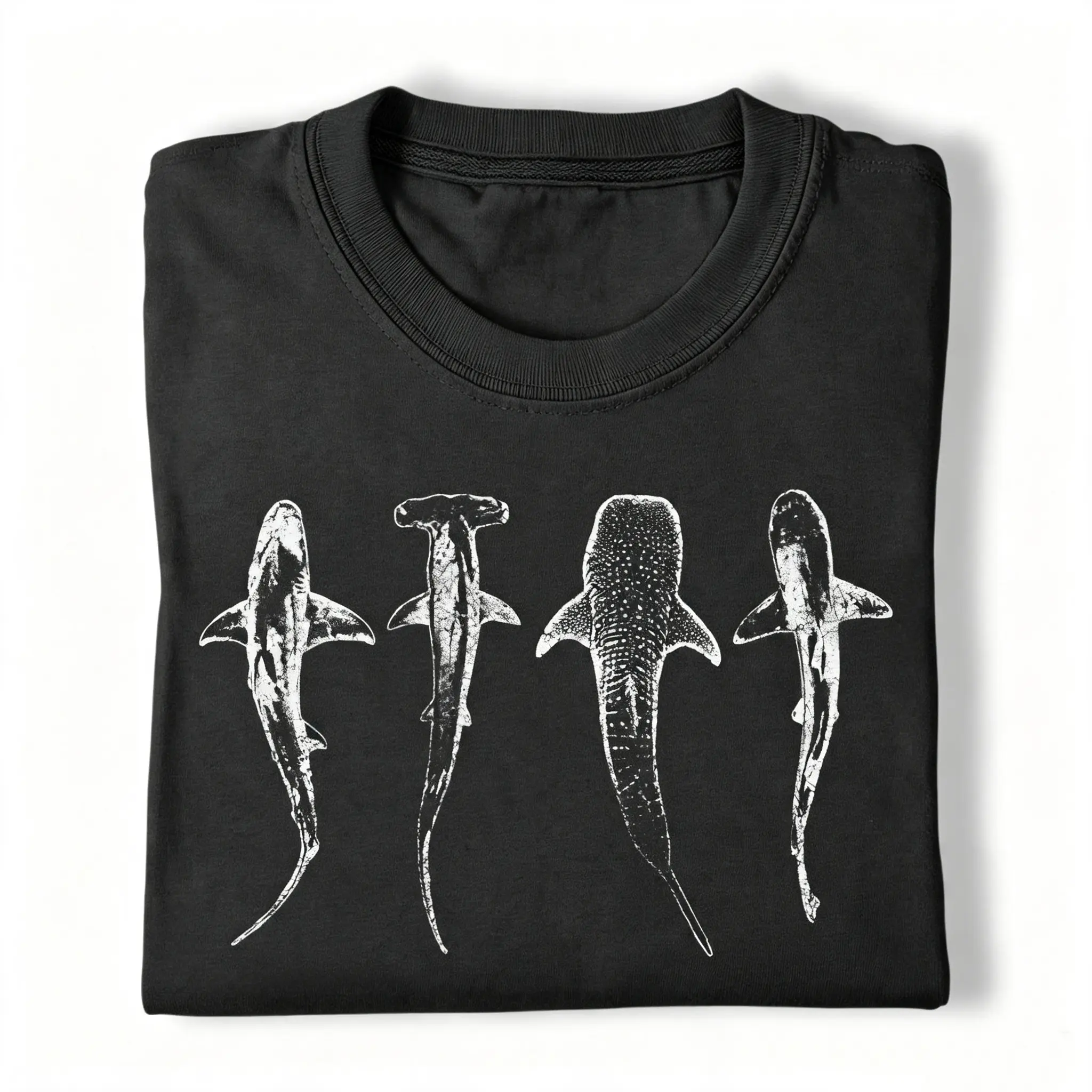 Shark Shirt, Vintage Shark Silhouette Graphic Tee, Ocean Marine Life T-Shirt, Gift for Shark Lovers & Scuba Divers