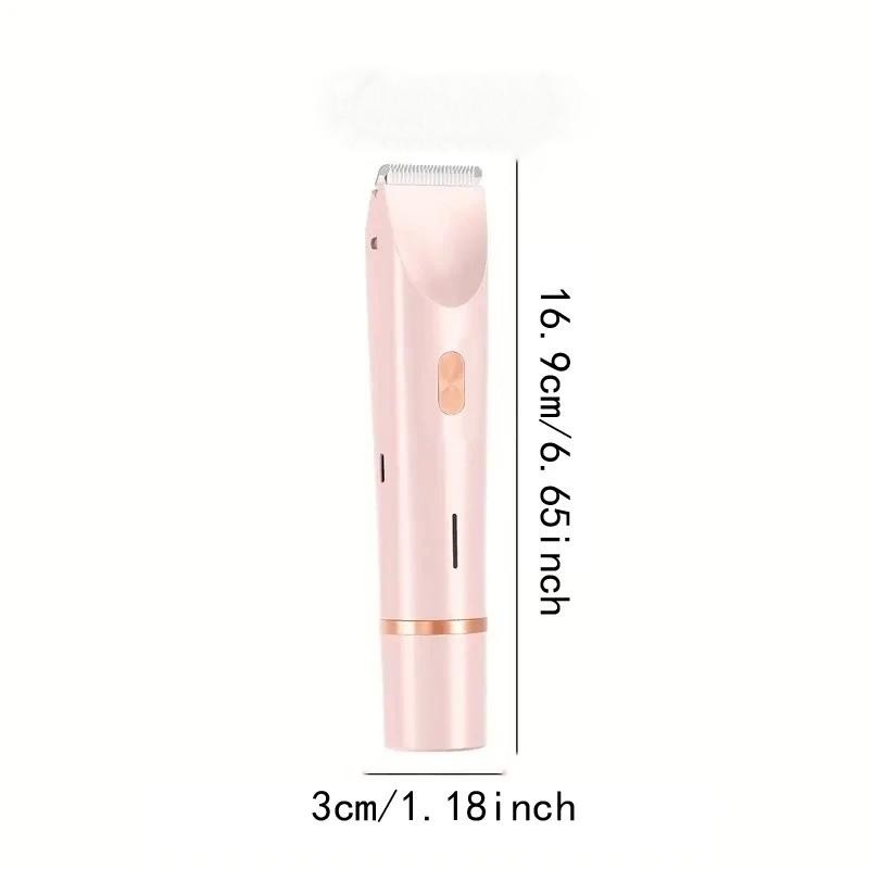 Women's Electric Razor Dual Head Reusable Female Trimmer Body Hair Remover Bikini Clipper, New Model Zb-0236L Lithium Ion Batteries Included