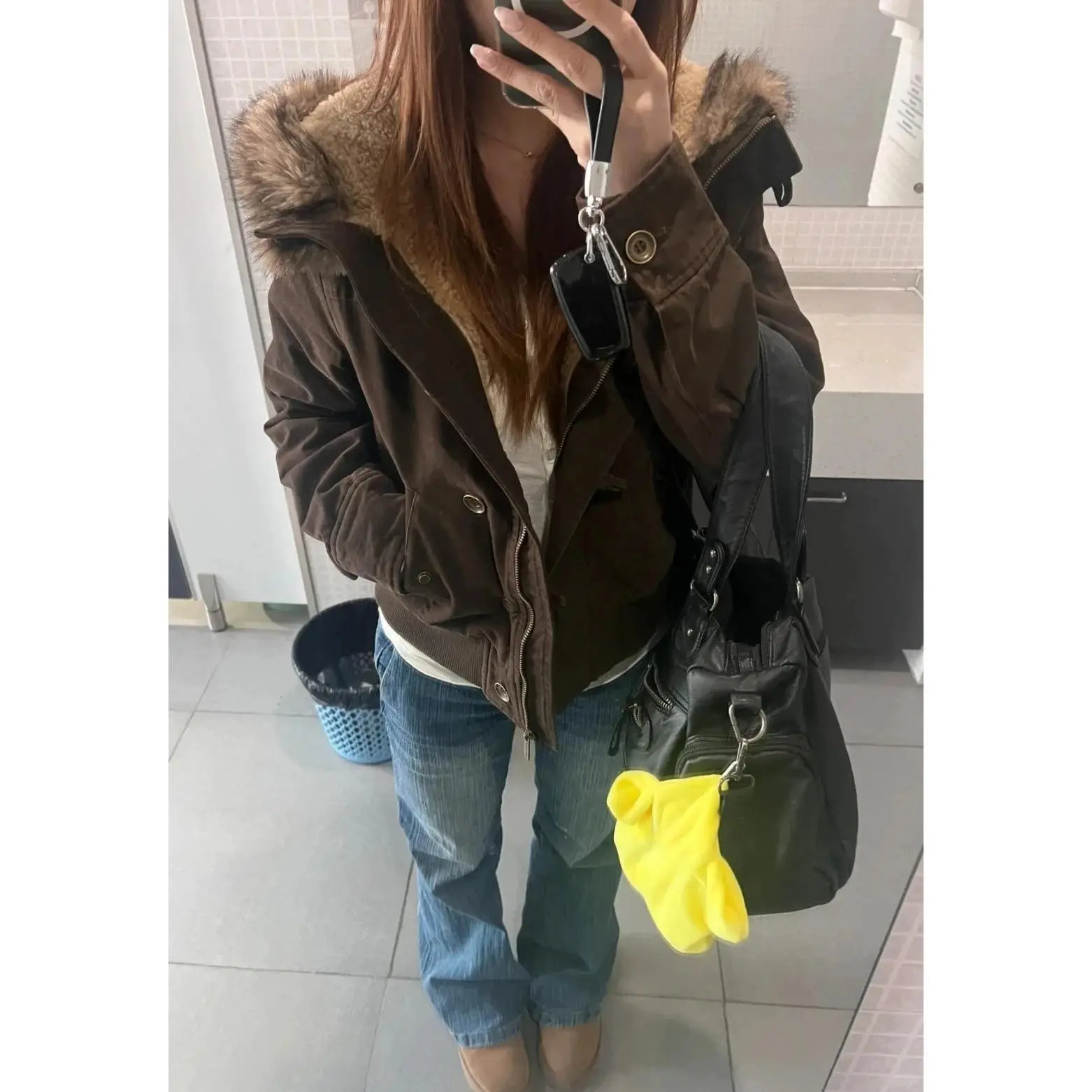 2026 Spring Warm Overcoats Women Outwear Casual Y2k American Vintage Faux Fur Wool Coat Ladies Korean Fashion Khaki Jackets Chic