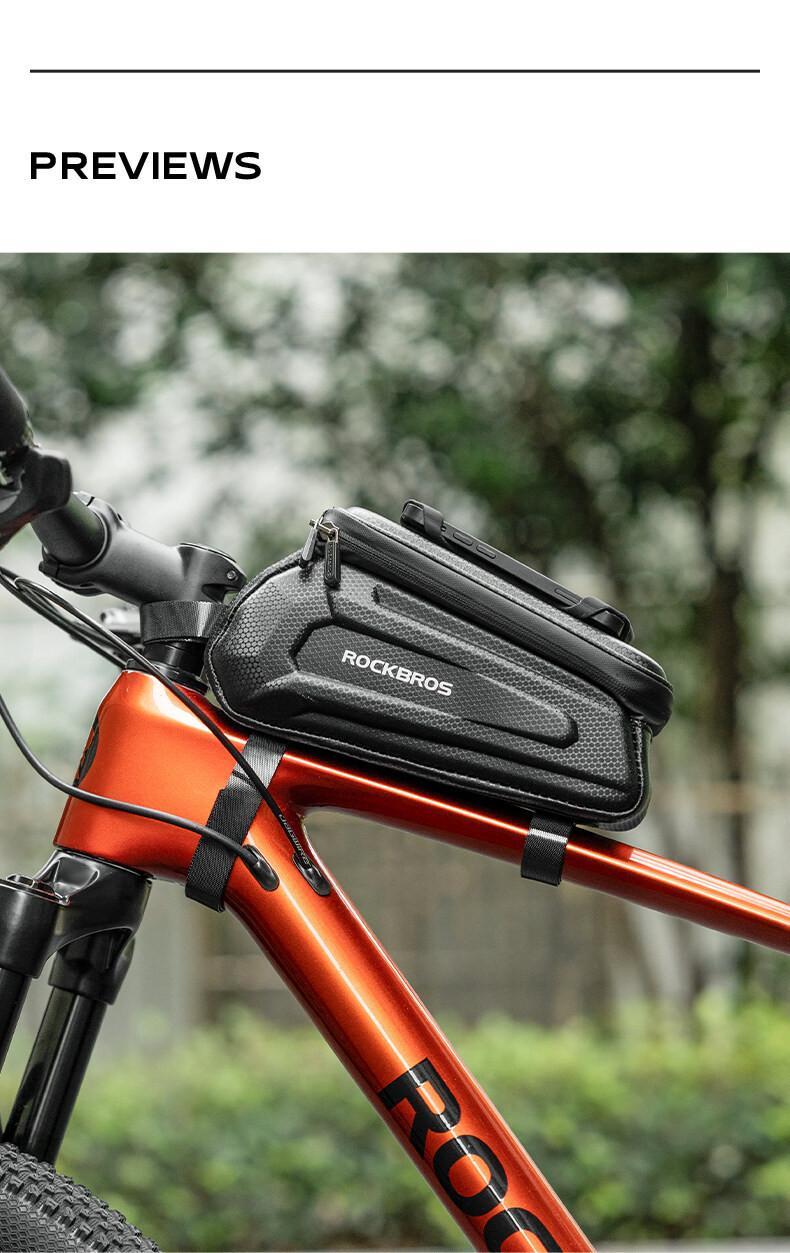ROCKBROS Bicycle Front Top Tube Bag Touch Screen Bicycle Frame Bag Bicycle Bag 1.5L Large Capacity Adjustable Cycling Bag Bicycle Accessories