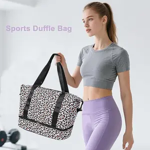 Viral Leopard Print Large Weekender Travel Duffle Bag - Waterproof, Durable, with Zip Shoe Compartment, Portable Carrying Bag for Travel, Gym, Travel Accessories