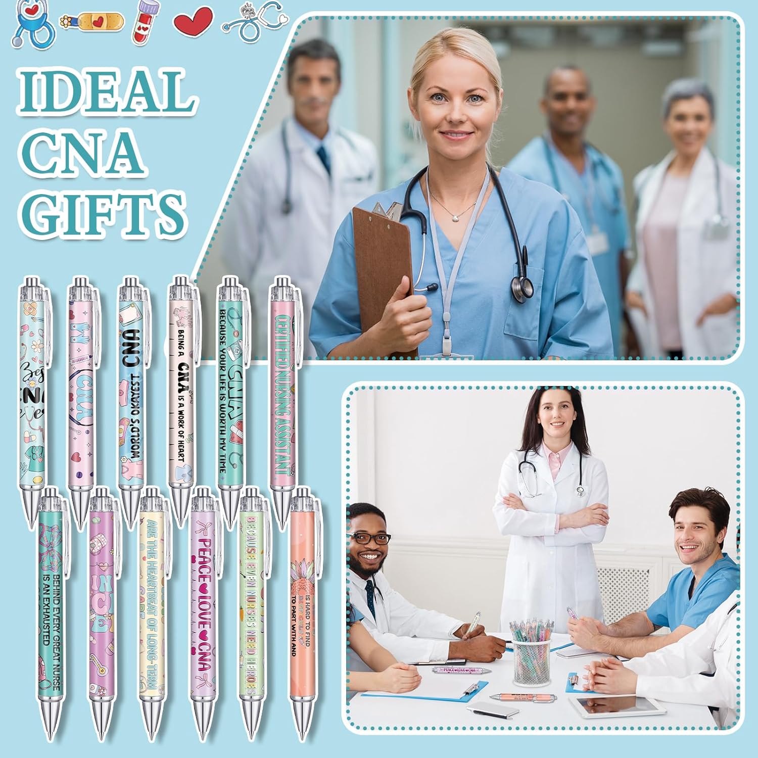 36 count Nurse Week Essentials CNA Week Gifts Bulk Certified  Assistant Appreciation Gifts Ballpoint Pens for Women Men Black Ink Pens for CNA RN  Student Graduation Office