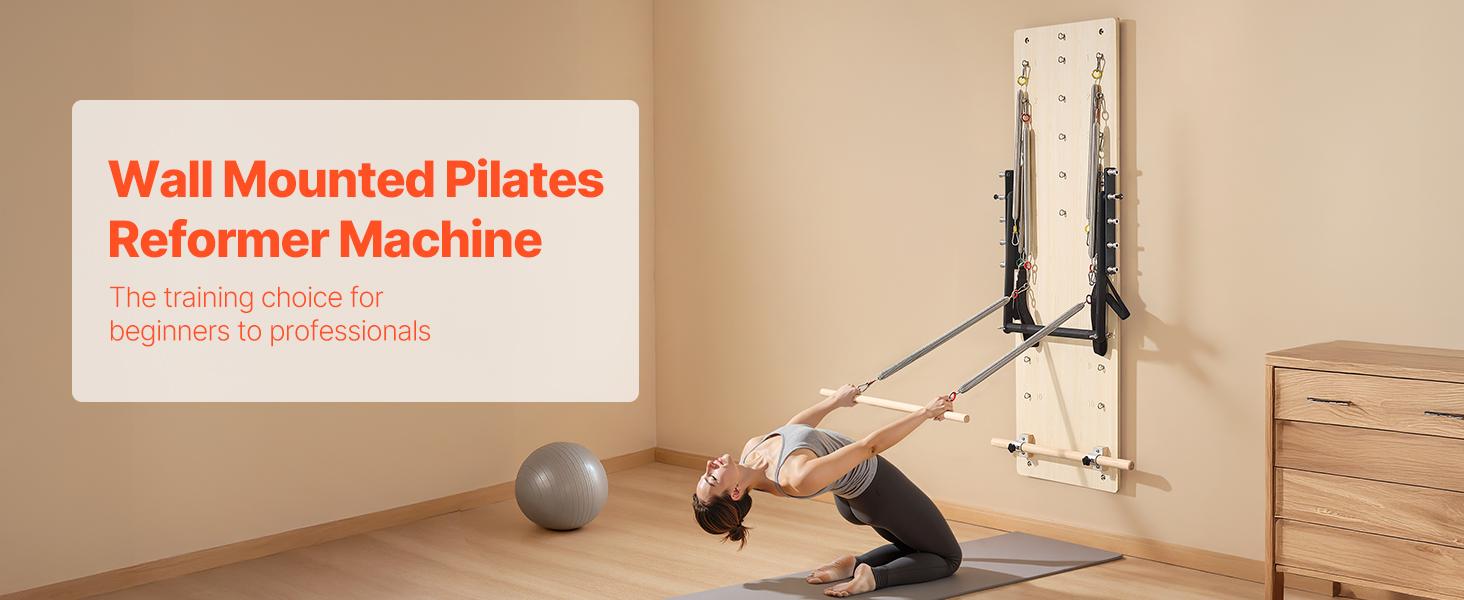 VEVOR Wall Mounted Pilates Reformer Machine, Maple Wood Pilates Springboard, Exercise Equipment with Resistance Springs, Yoga Fitness Trainer, Suitable for Flexibility Balance, Home Gym Studio Workout VEVOR Wall Mounted Pilates Reformer Machine, Maple Wood Pilates Springboard, Exercise Equipment with Resistance Springs, Yoga Fitness Trainer, Suitable for Flexibility Balance, Home Gym Studio Workout