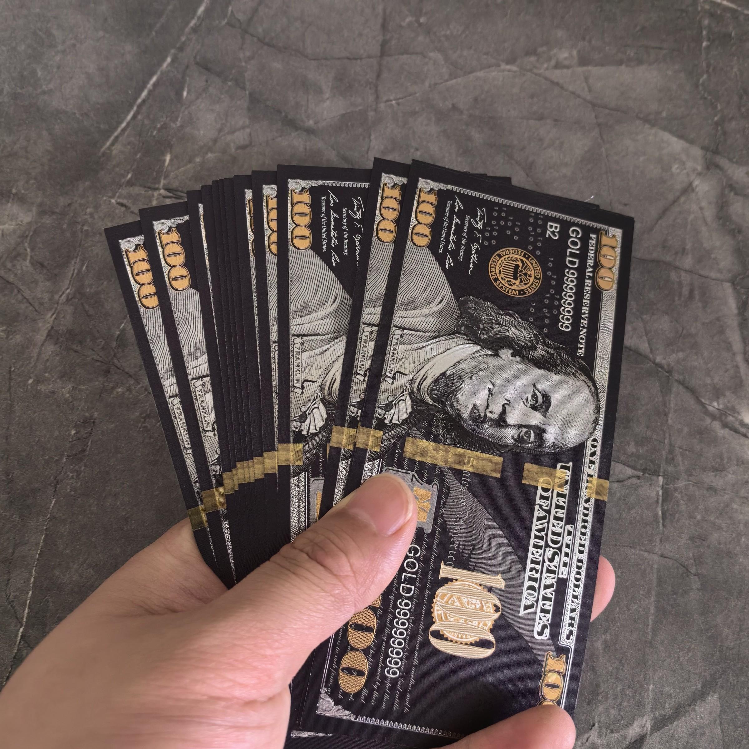 2pcs Golden Foil $100 Plastic Banknote, New Design, Ideal for Collectors & Decorative Use, High-Quality Material