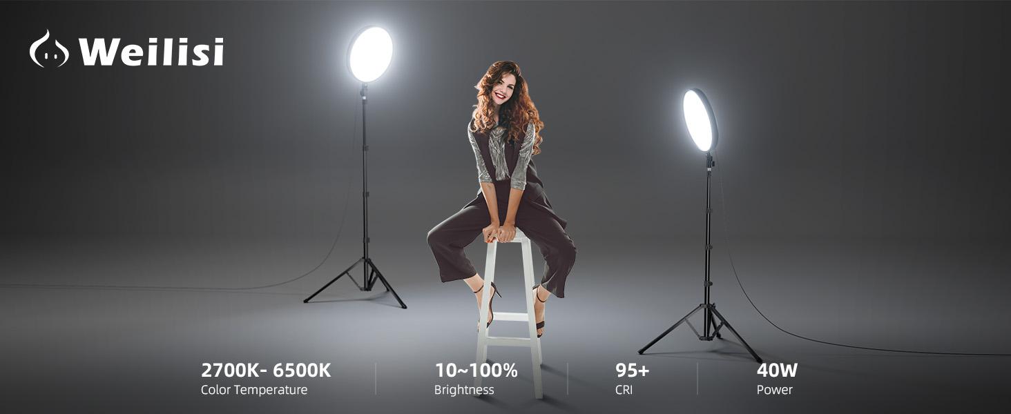 Weilisi Large Ring Light with 79" Stand, 6500K Full-Screen Selfie Ring Light with Stand and Phone Holder, Professional Big Ring Light for Live Stream, YouTube, TikTok, Makeup, Video, Photography