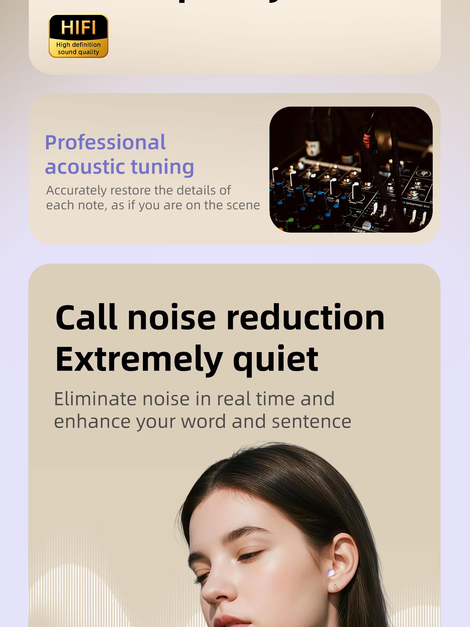 noise cancelling headphones Wireless Bluetooth Earphone, traveling gadgets Wireless Headphones Earphone Bluetooth-compatible 5.0 Headset With Mic,deep sleep noise reduction,Sports Earphones With Battery Display Multifunctional Earbuds Audio Yellow