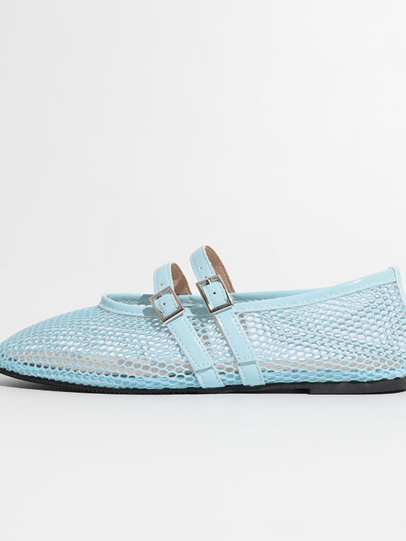 Women's Casual Hollow Out Mesh Sandals, Summer New One Strap Round Toe Flat Heel Mary Jane Shoes, Comfortable Breathable Footwear