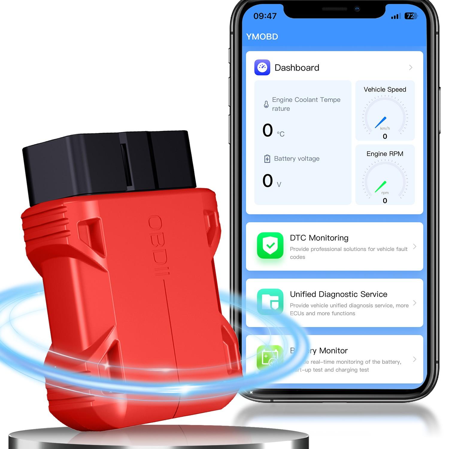 Obd2 Bluetooth-compatible Scanner Full System Car Diagnostic Tool, Code Reader for Vehicles Since 1996, Plastic Enclosure, No Ca Prop 65 Warning