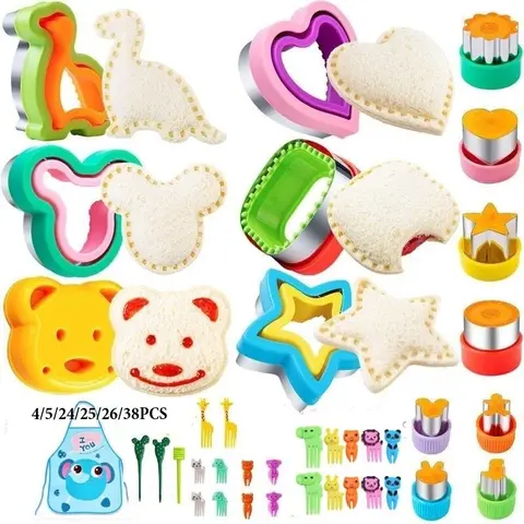 Stainless Steel Sandwich Molds, Bear Rice Ball Molds, Cartoon Animal Vegetable Cutters, Heart Sandwich Cutter, Ideal for Parties, School Events, Breakfast, Lunch, Baking Utensils