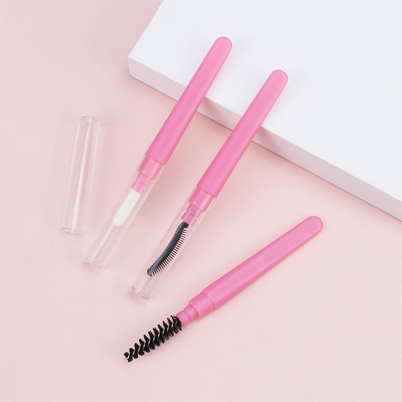 3 Pcs Silicone Eyelash Separator, Lashes Brush Separator, Mascara Brushes, Reusable Mascara Brush Wand, Eyebrow Spoolie Brushes Eyelashes Definer with Lid (Pink, Black)