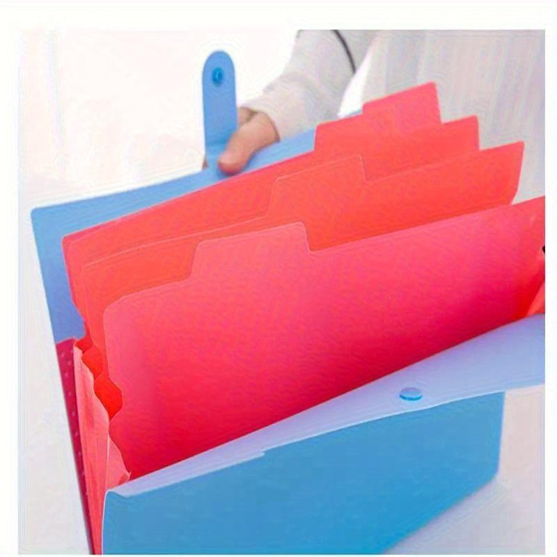 1pc Blue A4 File Folder Multi Layer Storage Bag Student Test Paper Desktop Organizing Tool School Stationery Office Folder