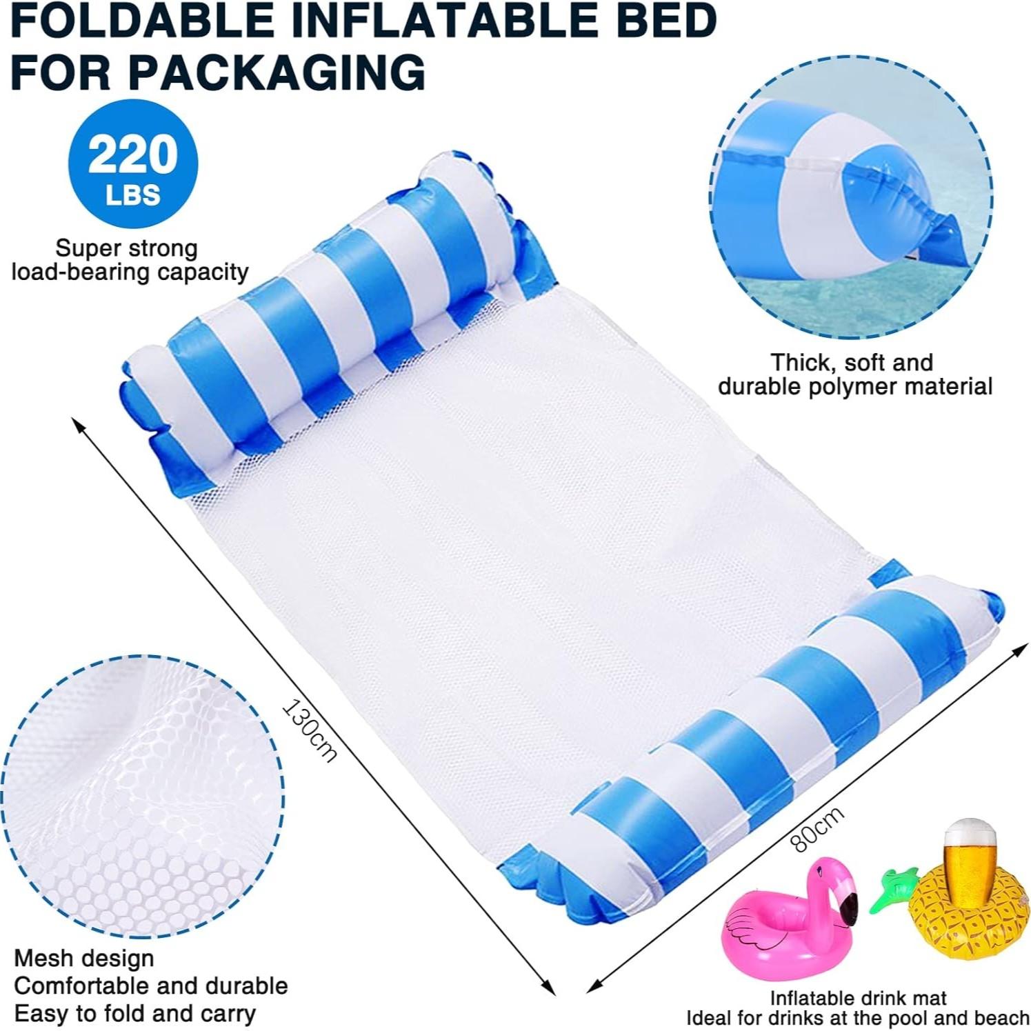 2-Pack Swimming Pool Float Hammock, Multi-Purpose Inflatable Hammock Pool Hammock (Saddle, Lounge Chair, Hammock, Drifter), Water Hammock Lounge