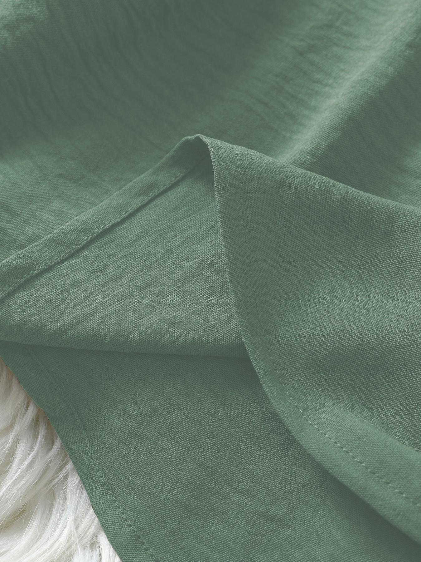 Women's Simple Solid Color Commuter V-Neck Drop Shoulder Vintage Versatile Top, Short Sleeve Fitted H-Type Blouse, Casual Fashion Shirts