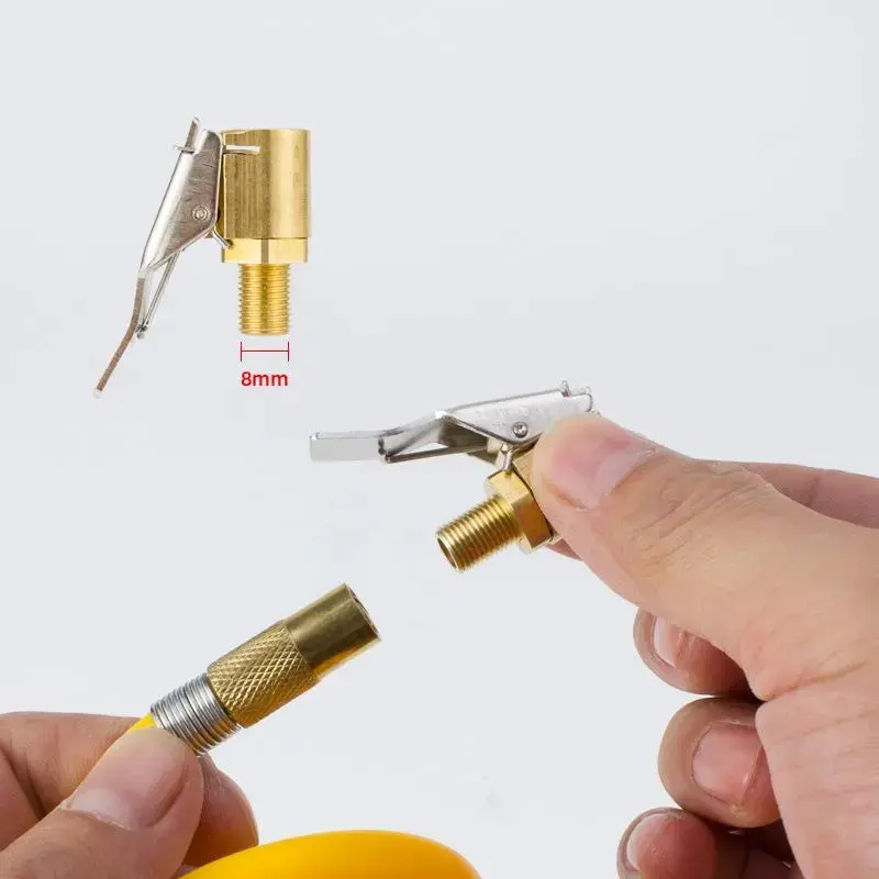 Tire inflation nozzle with clip, brass connector with universal lock for all types of vehicles, also suitable for inflating balloons, practical gift for men.