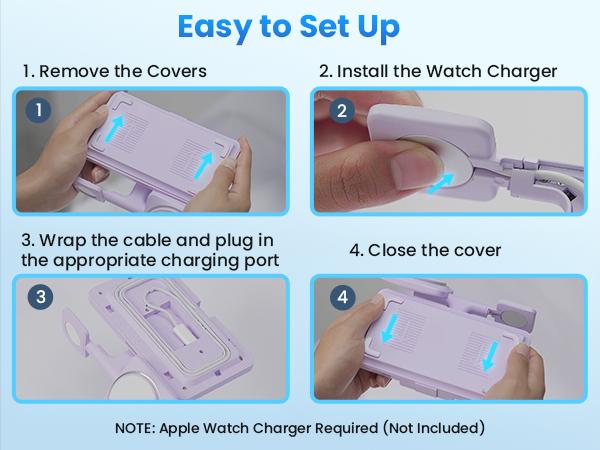 3-in-1 Foldable Charger Stand for MagSafe: Wireless Charging Station for Cellphone iPhone 15/14/13/12 Pro Max Plus Mini, Magnetic Mag-Safe Dock for Apple Watch Ultra/SE/9/8/7/6/5/4/3/2, Air Pods Pro/3/2 Smartphone Electronic Folding with Usb Cable Black