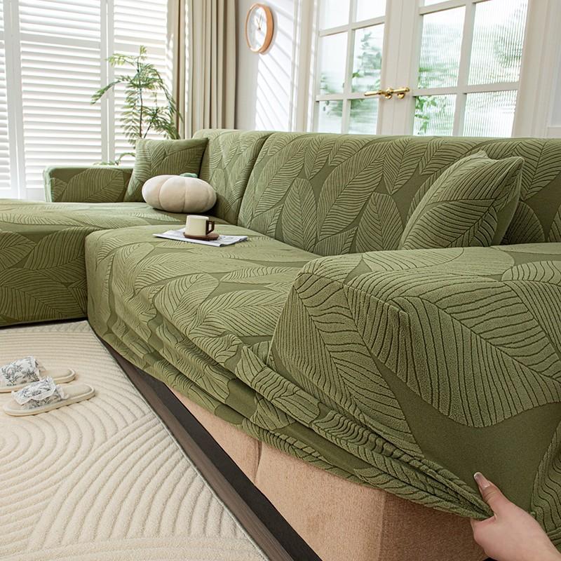 One-Stop Sofa Refresh Solution, Full-Cover Leaf Pattern Sofa Cover, Sofa Slipcover, Pet-Friendly Elastic Sofa Cover, Anti-Stain Durable, 6 Colors Available