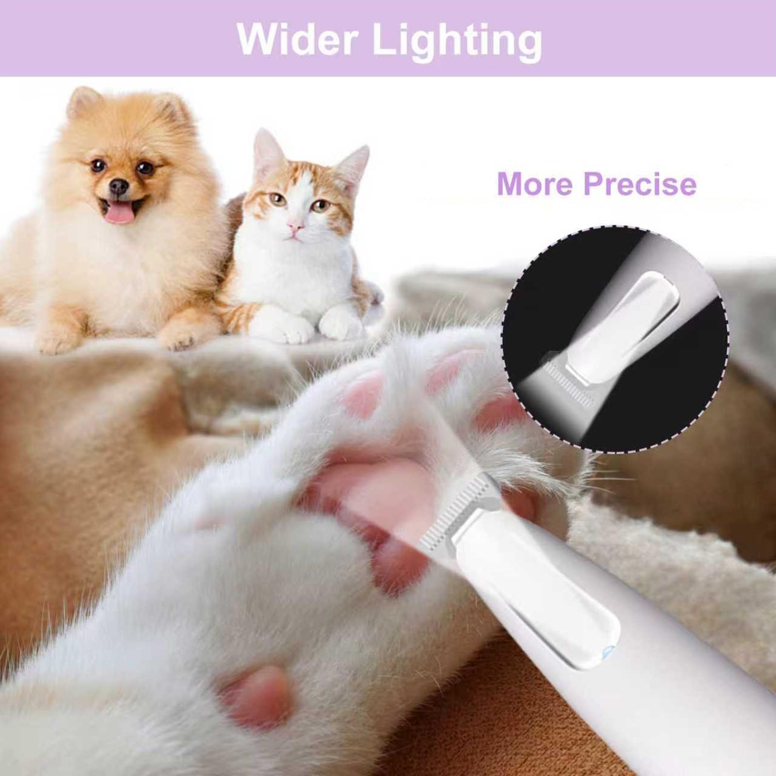 Pet Paw Trimmer with LED Light – Electric Dog & Cat Hair Clipper, 18mm Wide Blade, Low Noise Grooming Tool for Paws, Eyes, Ears, Face and Rump.