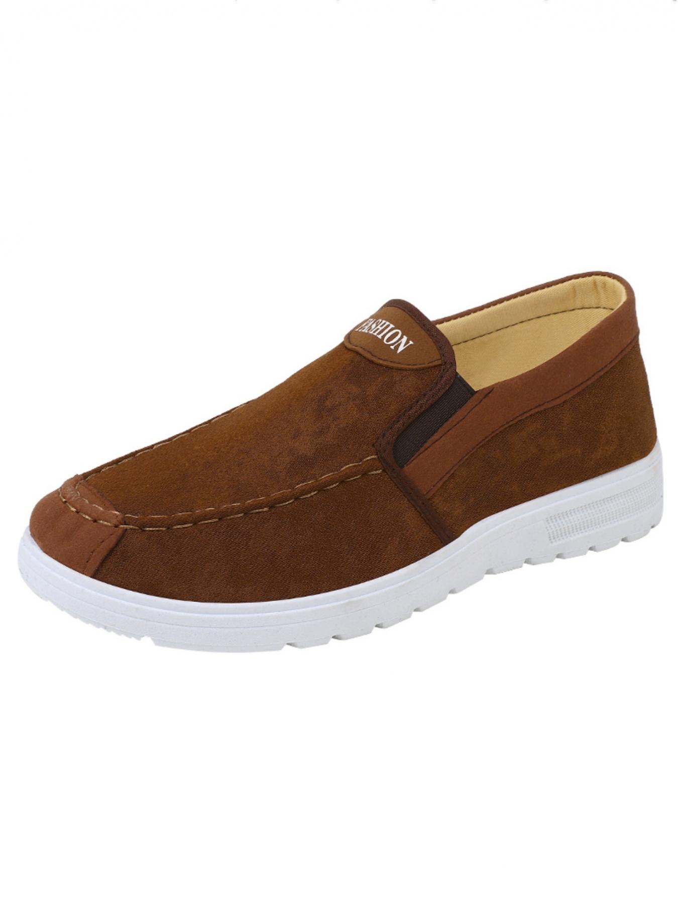 Men's casual shoes, breathable upper for a comfortable and airy feel, with a contrasting color design for a stylish look. The slip-on style ensures easy wear and removal, featuring a comfortable canvas material that is lightweight and durable