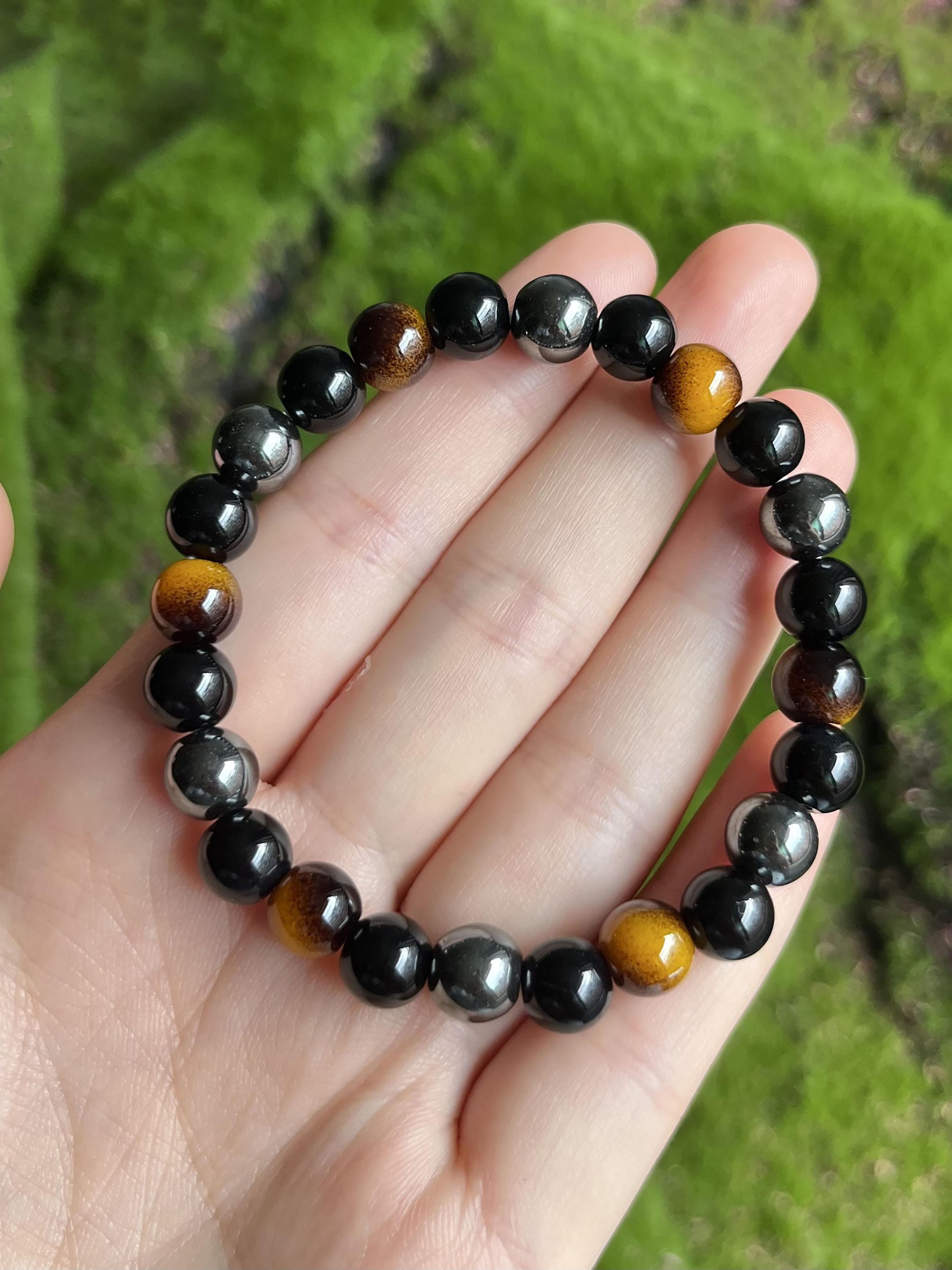 Triple Protection Bracelet, Unisex Gemstone Healing Crystal Bracelet, Fashionable Jewelry for Women & Men, Ideal Gift for Friends