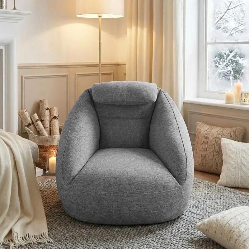Charcoal Fabric Cloud Ergonomic Couch, Single Seater Sofa for Living Room, Bedroom, or Reading Nook, Space-Saving Modern Accent Chair