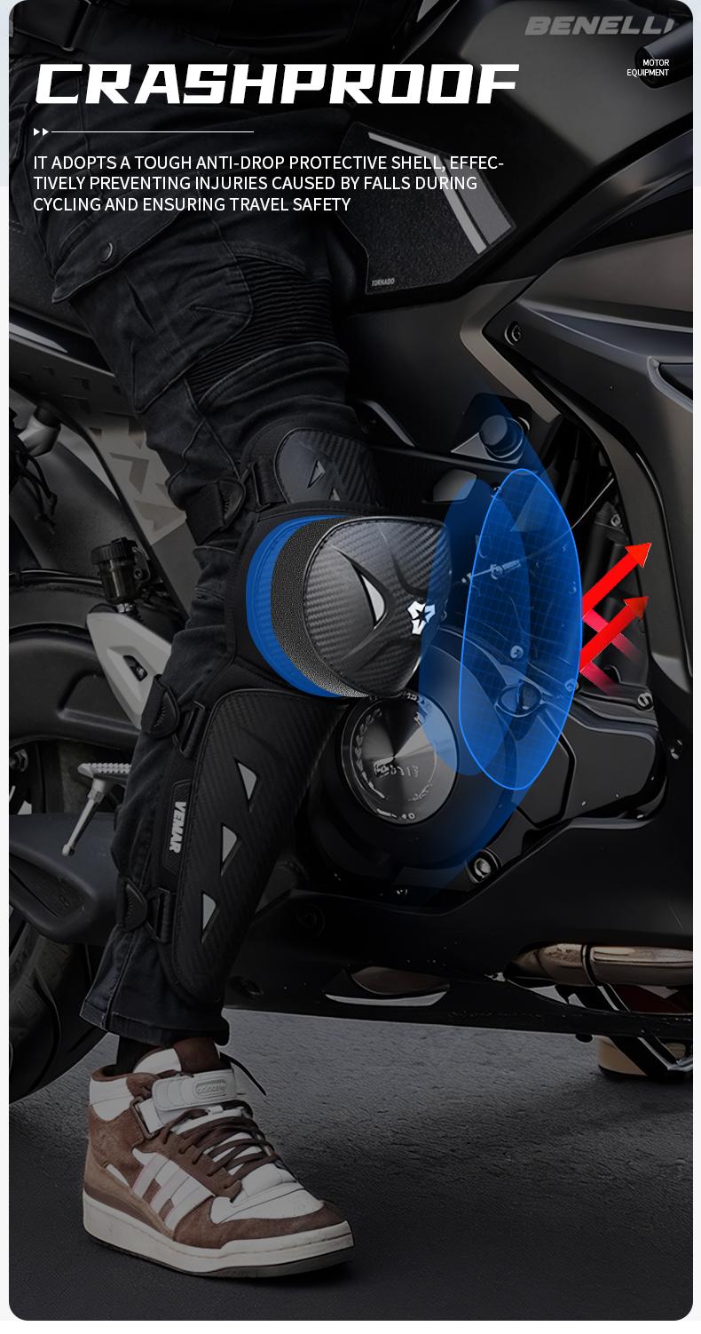 Vemar 4-Piece/Set Motorcycle Knee and Elbow Pads Set, Long Protective Gear for Cycling, Unisex Elbow Guards Knee Protector for Safety Motorbike Riding