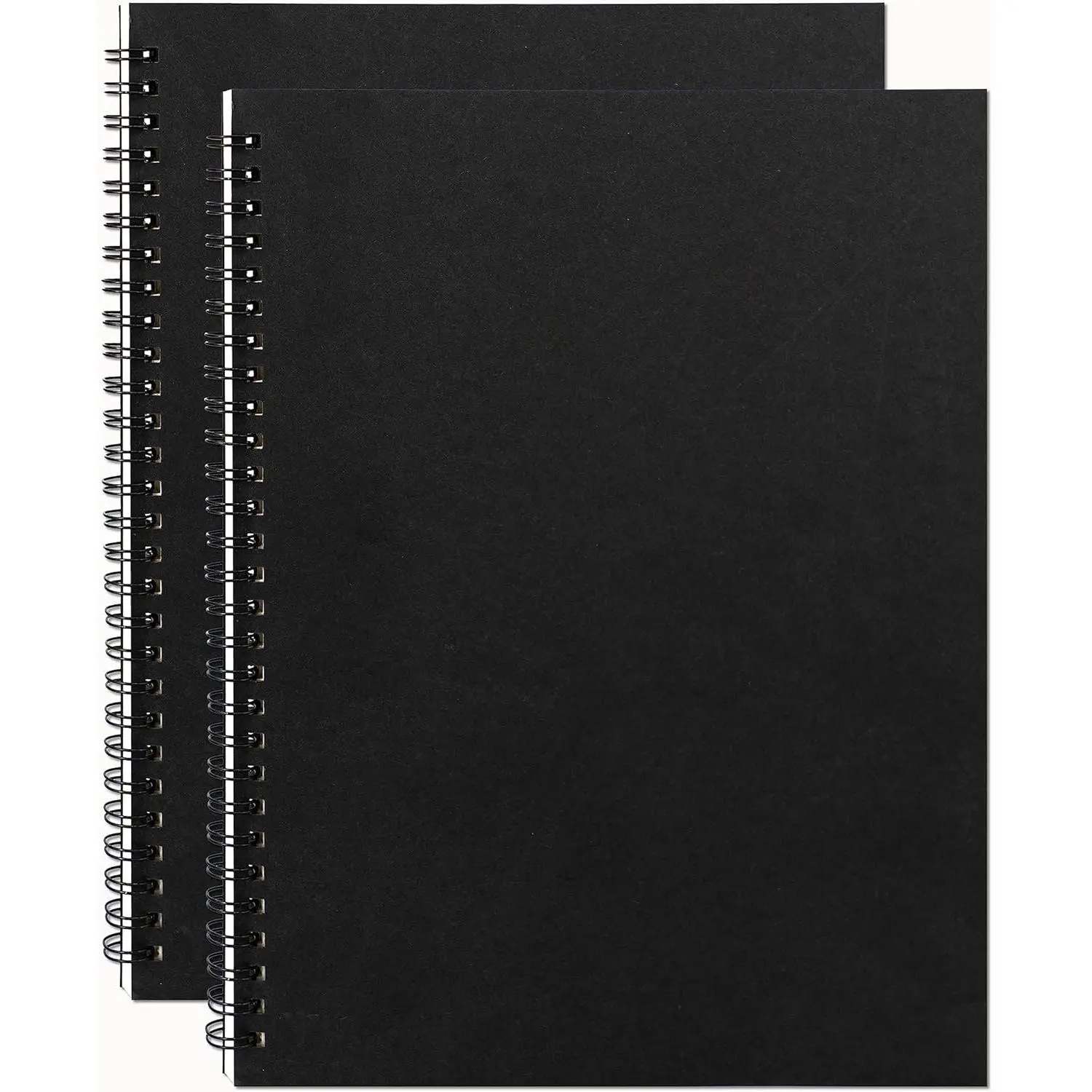 10 inch x 7.5 inch, 100GSM, Blank Spiral Notebook, 2-Pack, Soft Cover, Sketch book, 50 Pages / 25 Sheets, (Black)