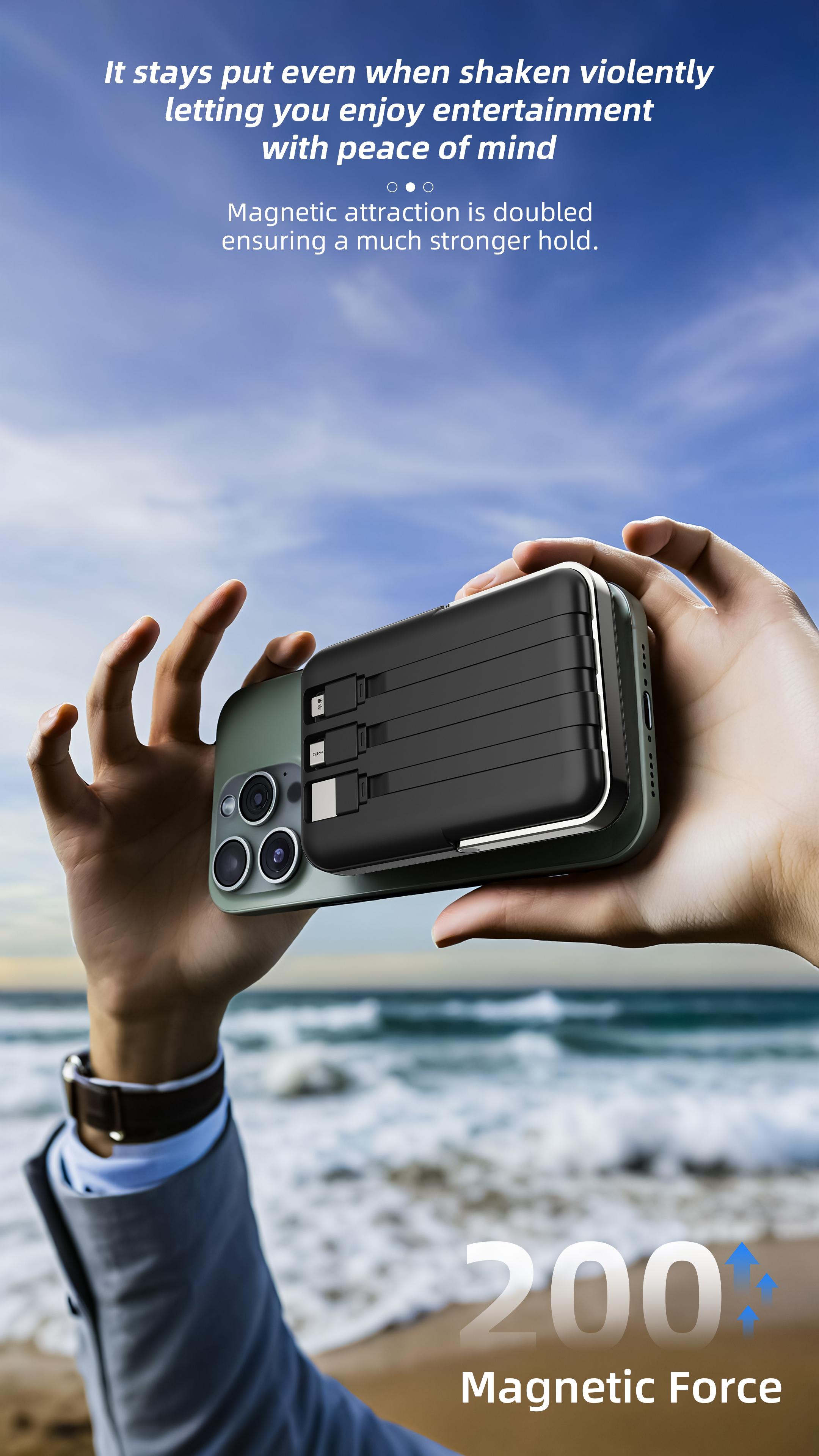 Spring Sale Magnetic Wireless Portable Charger, Foldable 5000mAh Battery Pack with USB-C Cable for iPhone 16/15/14/13/Pro/Mini/ProMax, Fast Charging Source. Easter Gift 2025