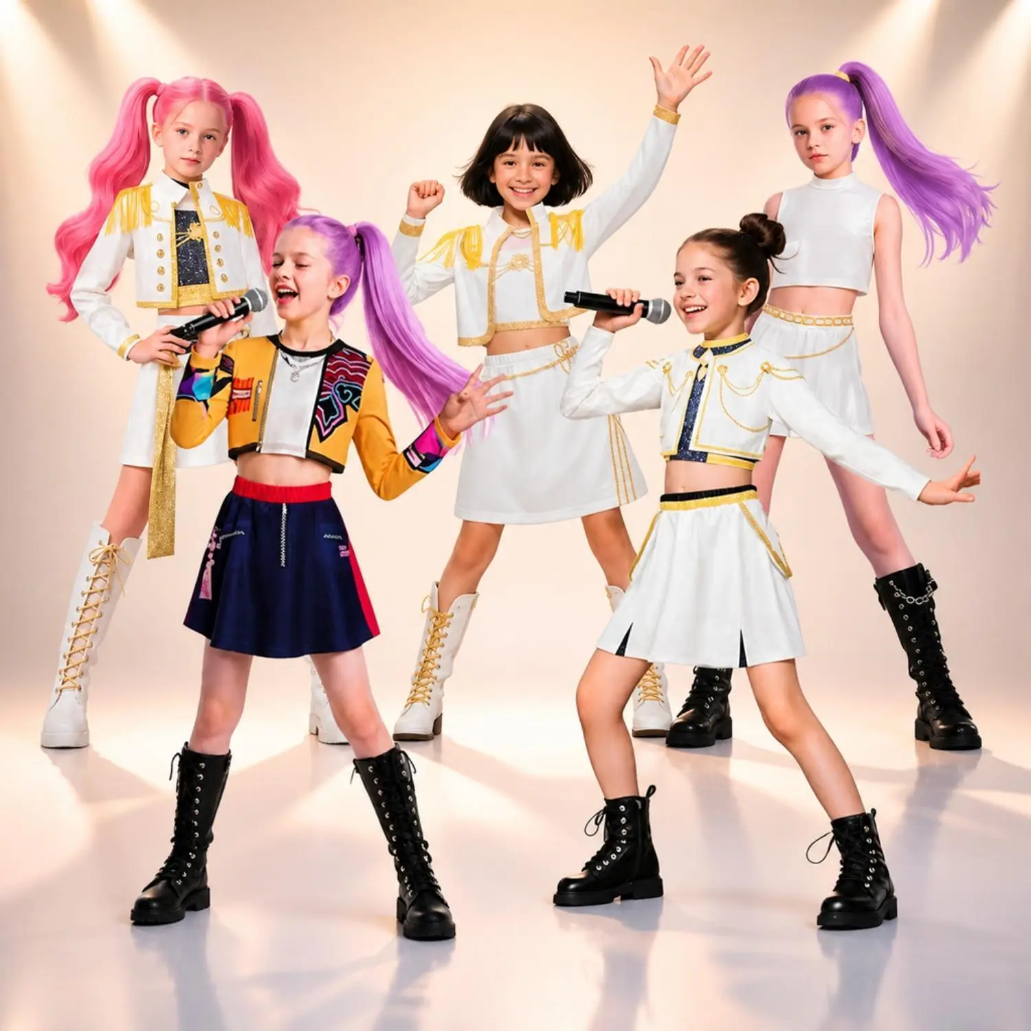 Girls' Viral Halloween Christams Dance Wear Set - Stylish KPop Look Costume with Adorable for Anime Hip Hop Stage Performances, Concerts, Birthdays, Polyester, Adorable Details