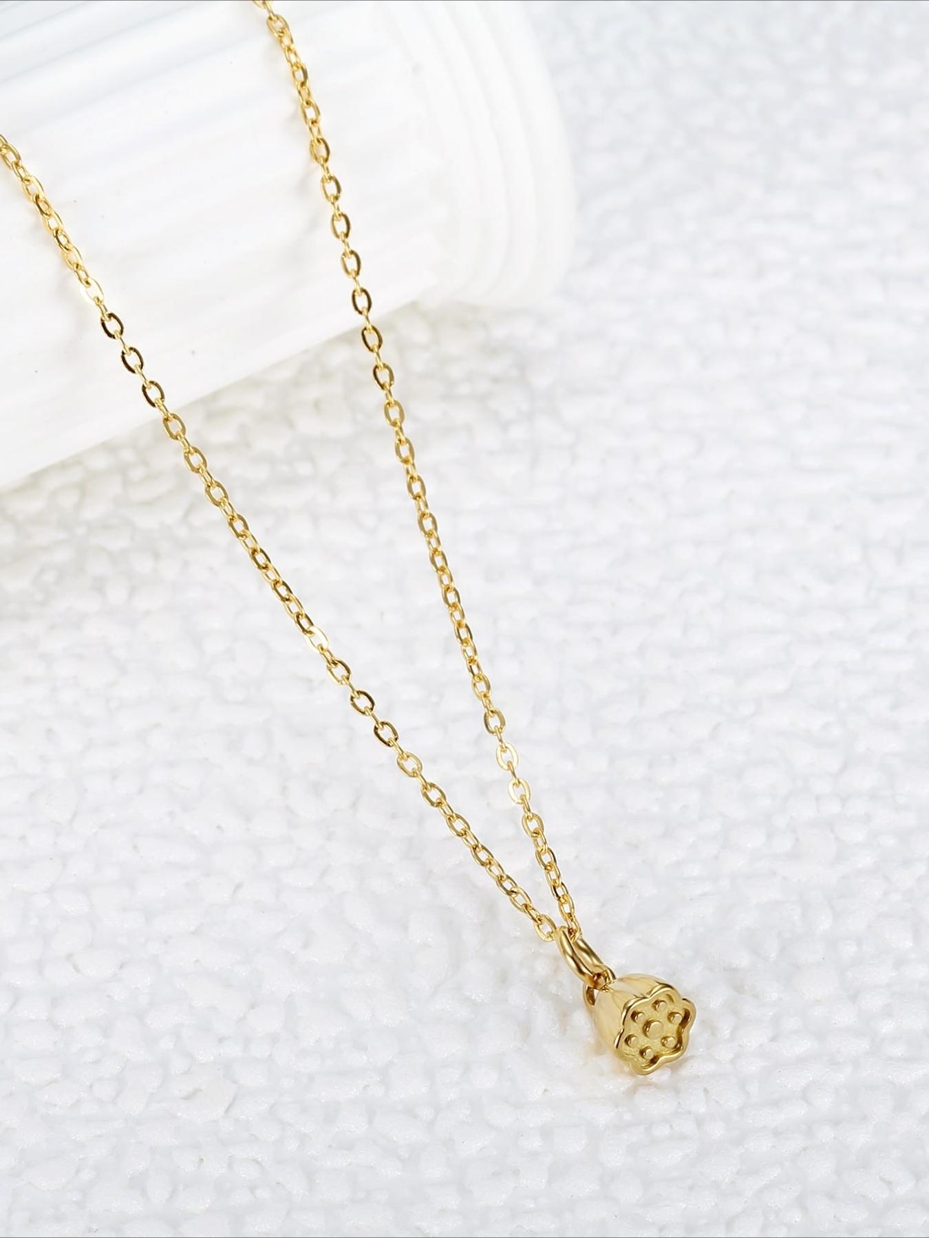 Fashionable Lotus Pendant Necklace, Elegant and Simple Stainless Steel Accessories, Versatile for Daily Use