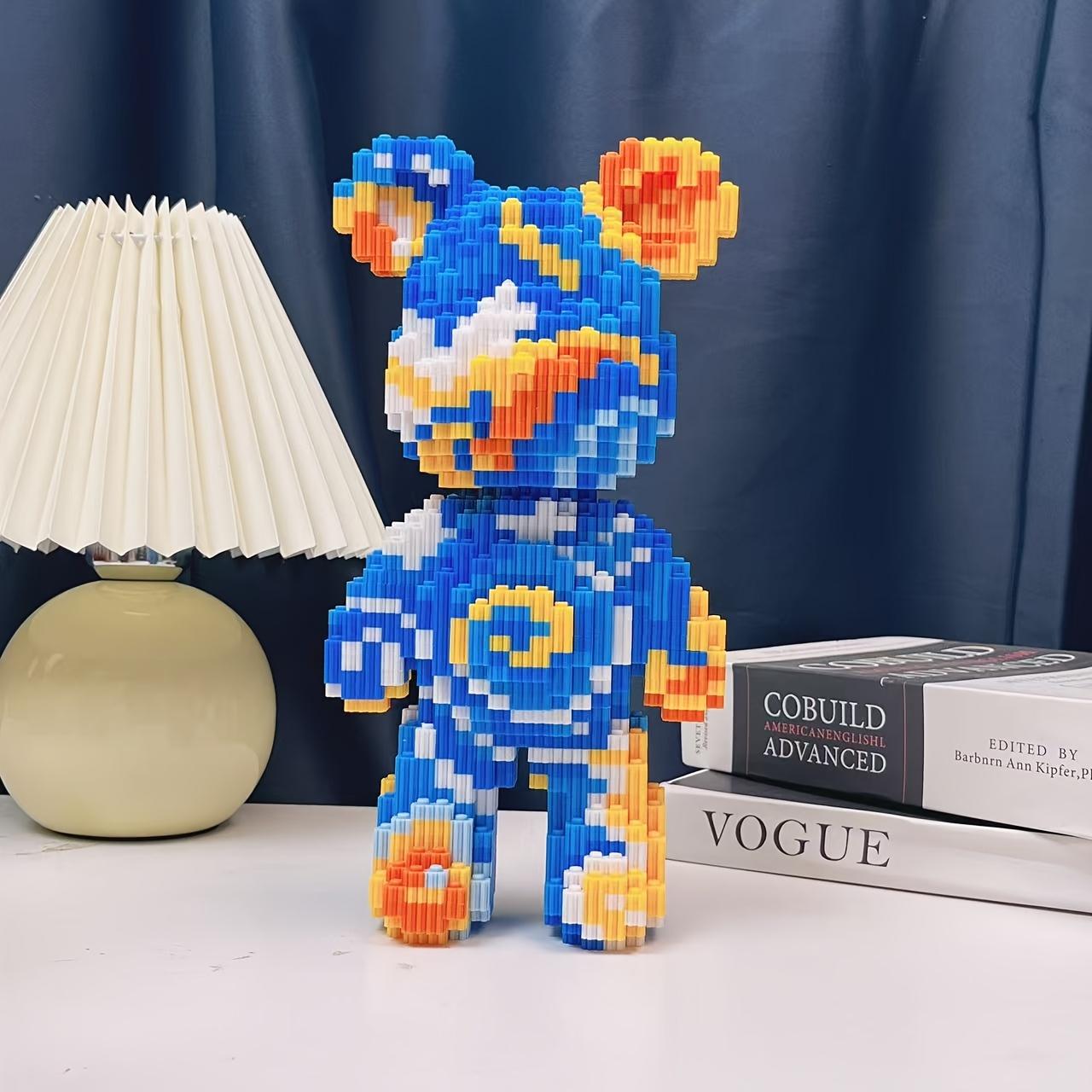 Starry Night Bear 3D Puzzle Building Blocks Decoration, Bookshelf Home Office Cabinet Decor, Party Living Room TV Stand Display Gift