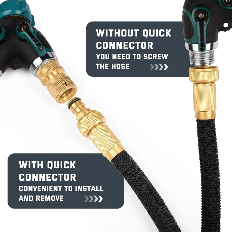 Garden Hose Quick Connector, 1 Set Solid Brass 3/4 Inch GHT Thread Fitting, No-Leak Water Hose Female & Male Adapter, Garden Hose Quick Connect Fittings, Garden Hose Connectors, Summer Gardening Tool Accessories