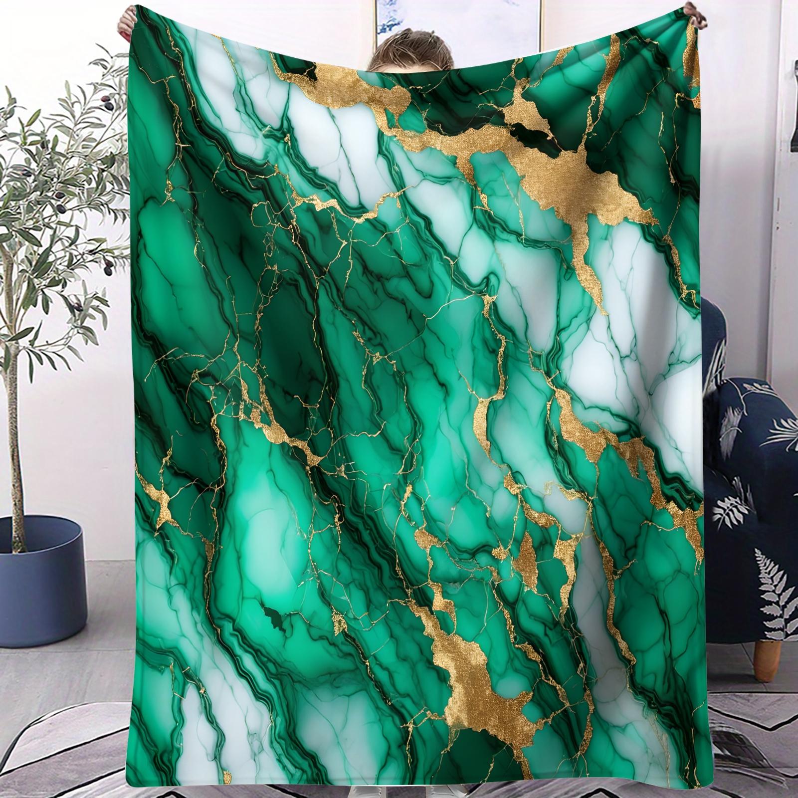 Modern Luxury Marble Print Flannel Blanket, Soft and Fluffy, Warm and Breathable, Ideal for Fluid Art Enthusiasts to Use at Home, in the Office or While Traveling, and an Excellent Gift for Family and Friends