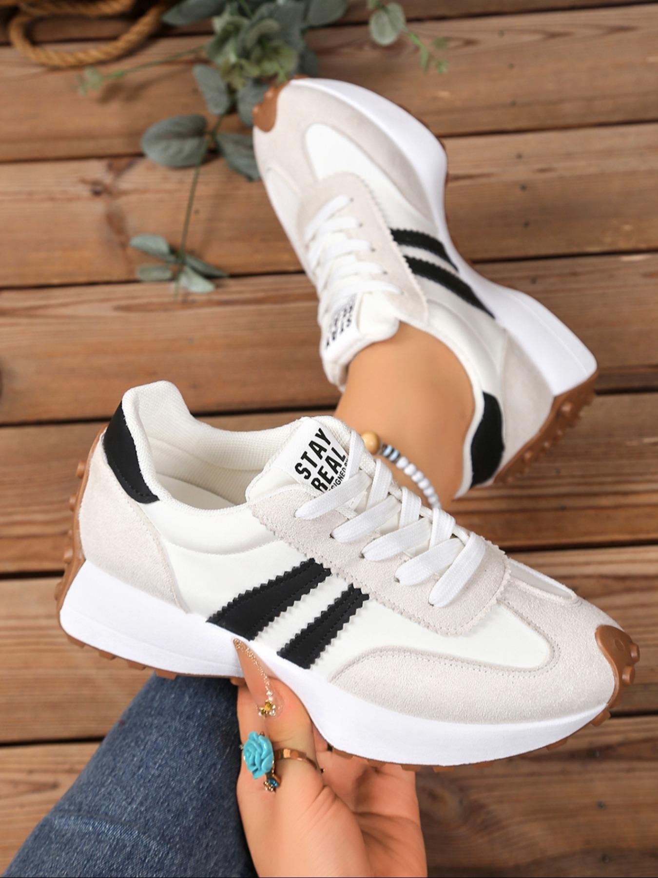 Women's Sporty Al-Gan Shoes, Spring & Fall Elegant Fashion Casual Round Toe Low Top Lace-Up Thick Sole Outdoor Running Shoes