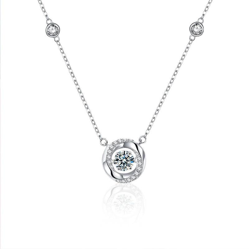 [ASM-NC129] Moissanite Mobius heartbeat Necklace 925 sterling Silver pendant fine jewelry necklacce moissanite necklace