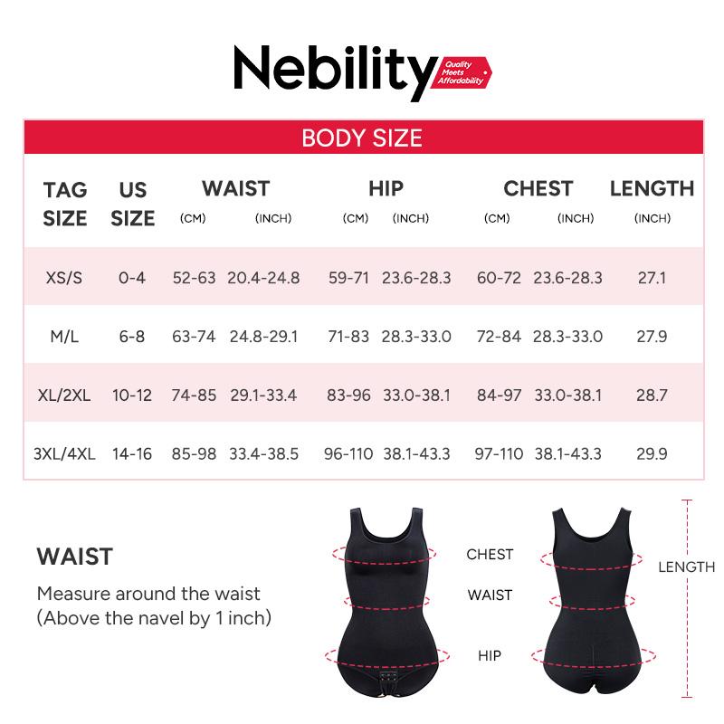 Nebility Women's Bodysuit Minimalist Seamless Shapewear, Basic Comfortable Womenswear for Daily Wear