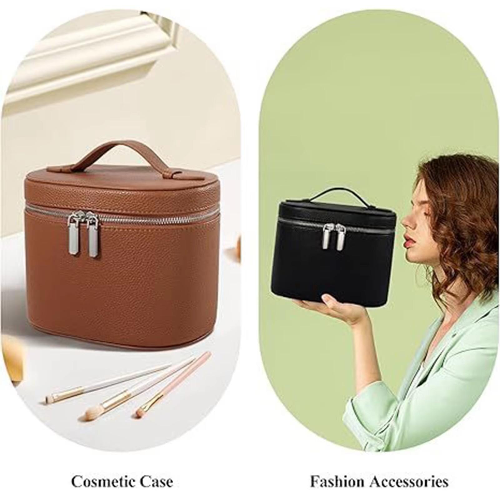 Large-capacity PU leather cosmetic box with internal storage box, customizable names and letters, travel portable makeup organizer bag