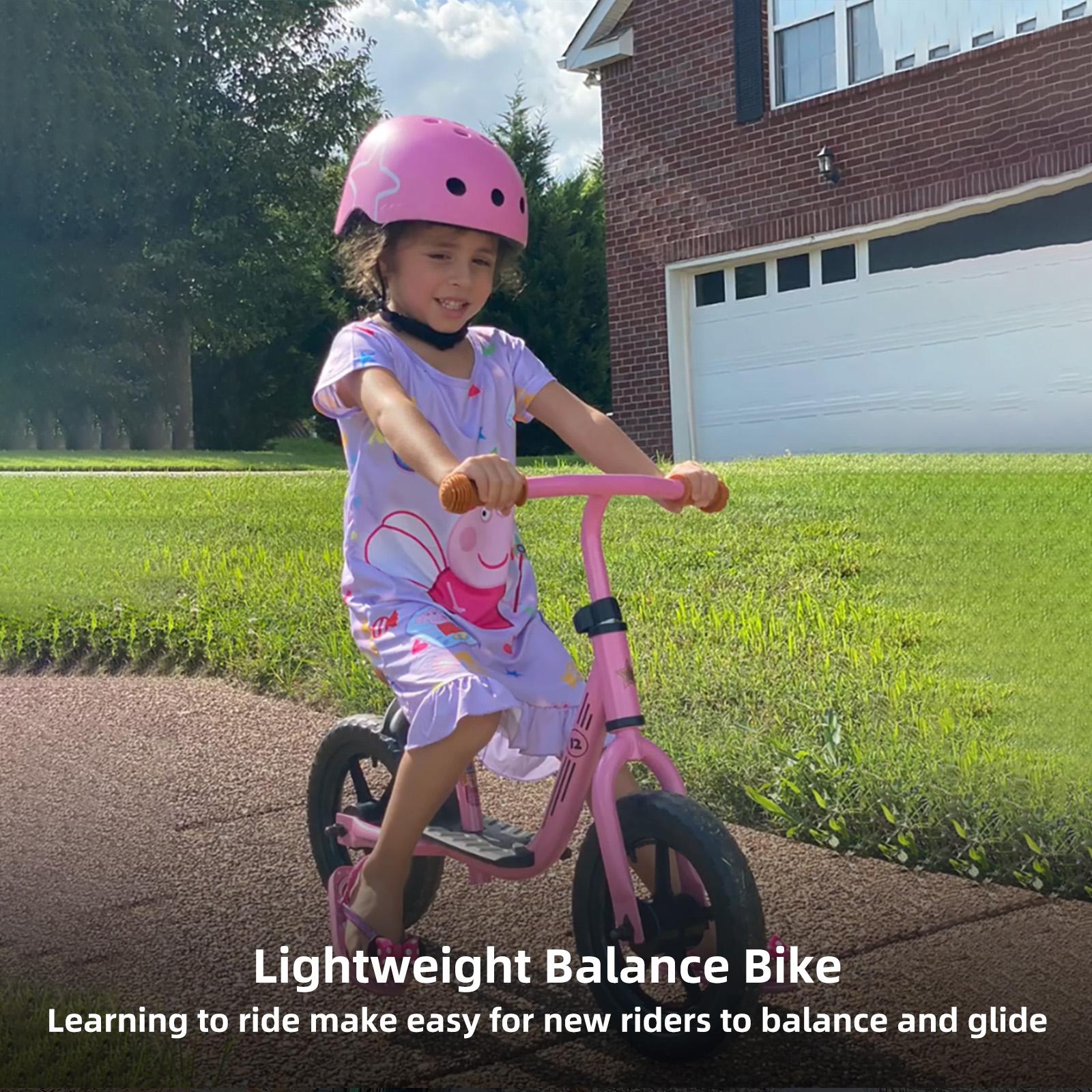 JOYSTAR 10"/12" Toddler Balance Bike Ages 18 Months to 5 Years Kids Push Bike Footrest Adjustable Seat Height boy girl