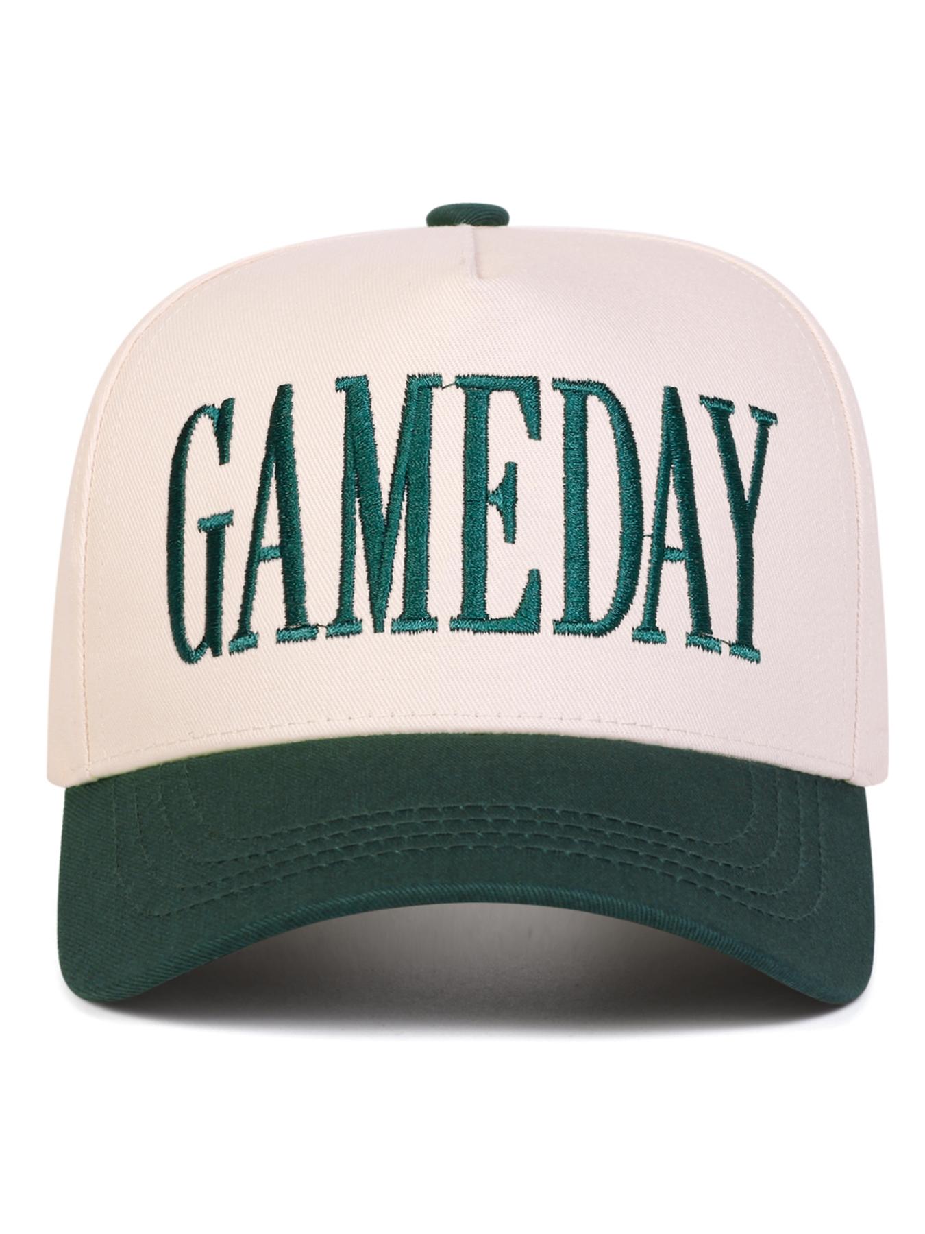 Unisex Gameday Embroidered Artistic Baseball Cap, Adjustable Sun Protection Hat for Spring & Fall, Casual Outdoor Travel Beach Vacation Wear