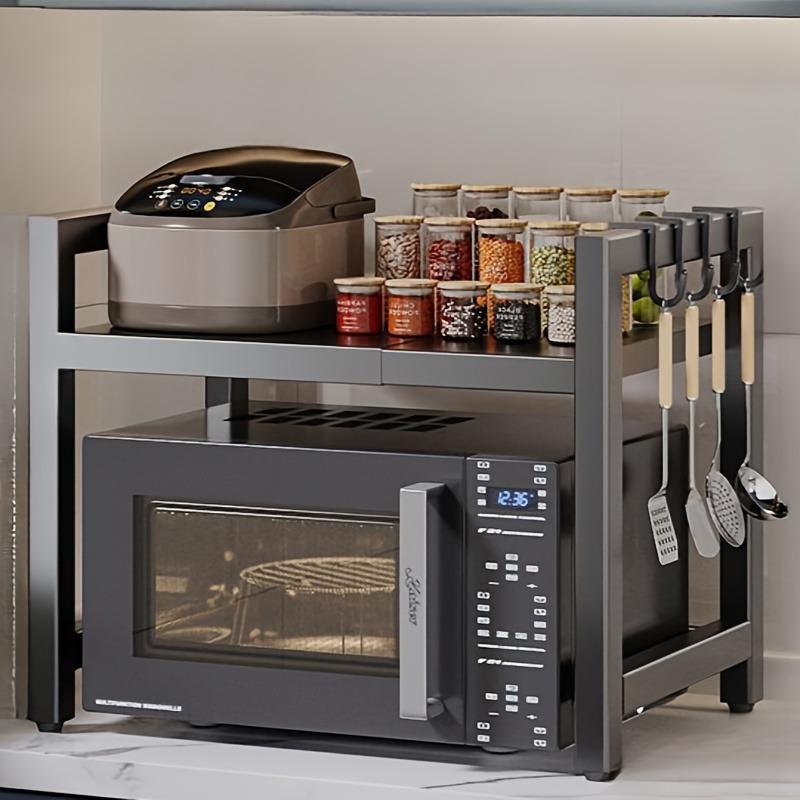 Kitchen storage rack, suitable for microwaves and ovens | Countertop organizer, open storage rack, perfect for storing spices, tableware and cookware, appliance storage rack | Functional kitchen shelf